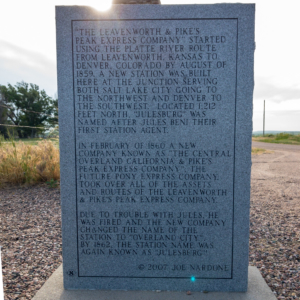 Overland City (the respectable name for Julesburg) Monument-Back